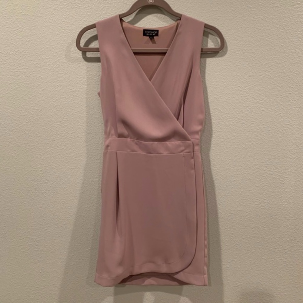 Topshop Light Purple V Neck A Line Mini Wrap Dress